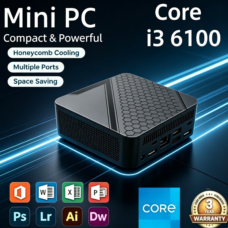 Pc Gaming I3 - Core i3-6100 Portable High-Performance Mini PC